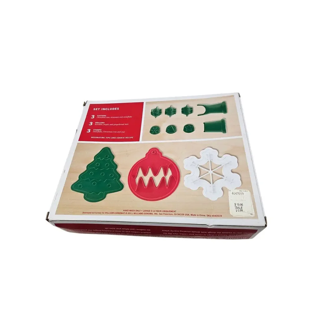 NEW Williams Sonoma Stamp Style Cookie Cutters Christmas Holiday Santa baking